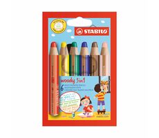 STABILO® Woody 3 in 1 - 6er Set - 6 verschiedene Farben