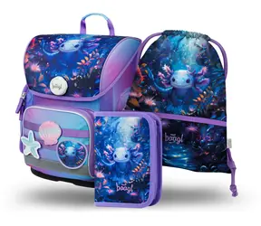 BAAGL SET 3 Ergo Axolotl: Aktentasche, Federmäppchen, Tasche