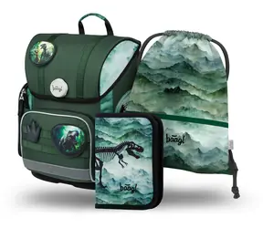 BAAGL SET 3 Ergo Dino: Aktentasche, Federmäppchen, Tasche