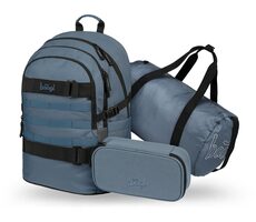 BAAGL SET 3 Skate Dust Blue: Rucksack, Federmäppchen, Sporttasche