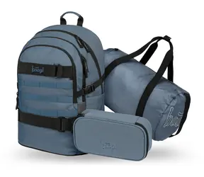 BAAGL SET 3 Skate Dust Blue: Rucksack, Federmäppchen, Sporttasche