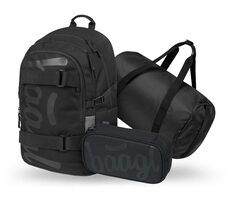 BAAGL SET 3 - Schulset Skate Uni schwarz: Rucksack / Federmäppchen / Sportbeutel