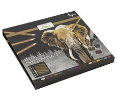 GRAFIX Metallic Aquarellfarben und Buntstifte 19 Stück