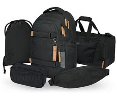 BAAGL SET 5 - Skate max Darkness Schulset: Rucksack / Federmäppchen / Tasche / Sporttasche / Bauchtasche