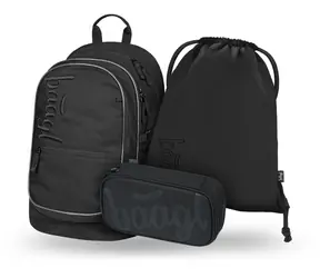 BAAGL SET 3 - Core Uni Schulset schwarz: Rucksack / Federmäppchen / Tasche