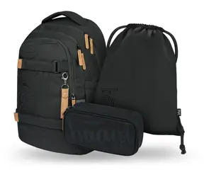 BAAGL SET 3 - Skate max Darkness Schulset: Rucksack / Federmäppchen / Tasche