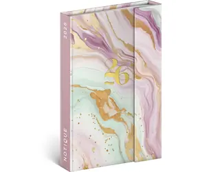 NOTIQUE Magnetischer Wochenkalender, Pink Marble 2026, 11 x 16 cm