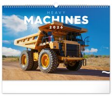 NOTIQUE Wandkalender Baumaschinen 2026, 48 x 33 cm