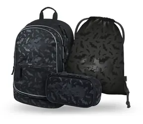 BAAGL SET 3 Core Batman schwarz: Rucksack, Federmäppchen, Tasche