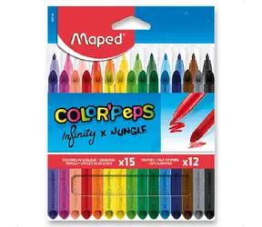 Maped Color'Peps Infinity Buntstifte (15 Stück) + Color'Peps Jungle Filzstifte (12 Stück)