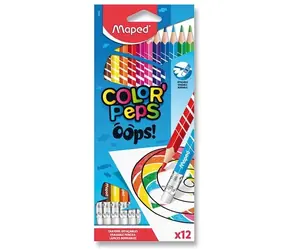 Maped Color'Peps Oops Buntstifte mit Radiergummi, 12 Stück