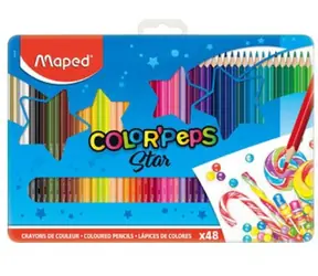 Maped Dreieckige Buntstifte Color'Peps, 48 Stück in einer Metalldose