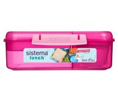 Sistema Lunch Bento Unterteilte Snackbox mit Joghurtbehälter und 2 Tabletts 1,65 l rosa