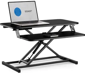SENSE7 Schreibtisch schwarz / höhenverstellbarer Aufsatz zum Schreibtisch / Tragkraft 13 kg