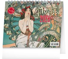 NOTIQUE Tischkalender Alfons Mucha 2026 / 16,5 x 13 cm