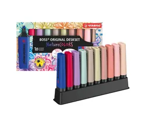 STABILO® BOSS ORIGINAL NatureCOLORS Wildflower - 10-teiliges Schreibtischset - 10 Naturfarben