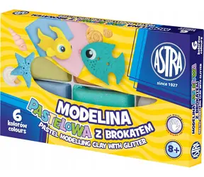 ASTRA Duroplastische Knete in 6 Pastellfarben mit Glitzer