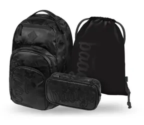BAAGL SET 3 Coolmate Onyx: Rucksack, Federmäppchen, Tasche