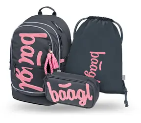 BAAGL SET 3 Core Logo pink: Rucksack, Federmäppchen, Tasche GRS