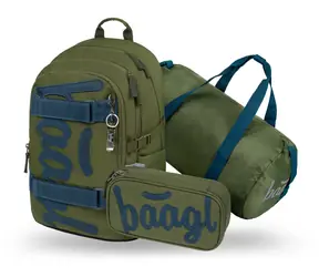 BAAGL SET 3 Skate Olive: Rucksack, Federmäppchen, Sporttasche GRS
