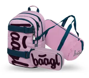 BAAGL SET 3 Skate Rose: Rucksack, Federmäppchen, Sporttasche GRS