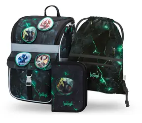 BAAGL SET 3 Zippy Dragons: Aktentasche, Federmäppchen, Tasche