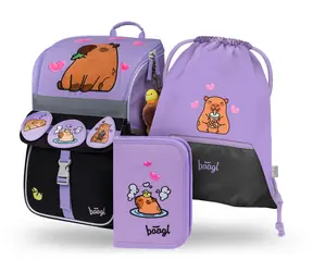 BAAGL SET 3 Zippy Kapybara: Aktentasche, Federmäppchen, Tasche