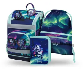 BAAGL SET 3 Zippy PLUS Aurora: Aktentasche, Federmäppchen, GRS-Tasche