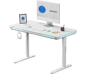 Beschädigte Verpackung - SENSE7 NOMO Schreibtisch weiß / elektrisch höhenverstellbar / 120 x 60 cm / Tragkraft 50 kg / LED