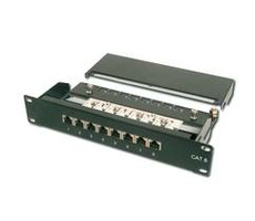 Digitus Patchpanel, CAT6, 10", 8xSTP RJ45, schwarz