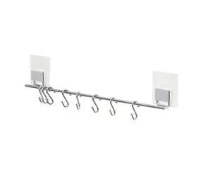 Compactor Bestlock Magic Selbstklebende hängende Küchenstange mit 8 Haken Chrom / ohne Bohren