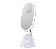 Immax LED-Kosmetikspiegel FACE 3in1 weiß / Ständer mit Qi-Ladefunktion / 18W / 70lm / DC 12V / 1,5A