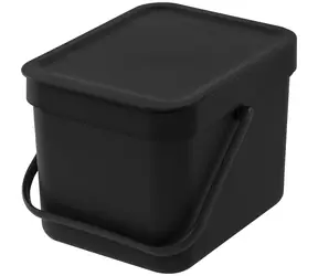 Brabantia Sort & Go Papierkorb 6 L dunkelgrau / mit Griff / Kunststoff / 20 x 18,1 x 24,5 cm