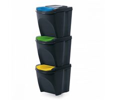 Prosperplast SORTIBOX 3 x 25 l schwarz / Abfalleimer 