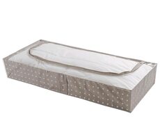 Compactor Rivoli Low Textil-Aufbewahrungsbox braun mit weißen Punkten / 107 x 46 x 16 cm