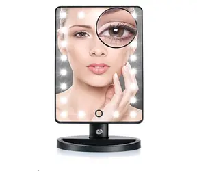 RIO 21 LED Touch Dimmbarer Kosmetikspiegel / Kompakter Kosmetikspiegel / 1- und 10-fache Vergrößerung / dimmbar 