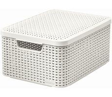 Curver Rattan Style2 M Aufbewahrungsbox mit Deckel 18 l cremeweiß / 39,3 x 29,3 x 18,7 cm