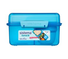 Sistema Lunch Dreikammerbox mit Joghurtbehälter mit Doppeldeckel 2 l blau