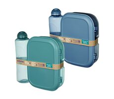 Sistema Ocean Bound Lunchbox mit drei Fächern, Joghurtbehälter 1,1 l und Swift Squeeze Twist 'n' Sip-Flasche 480 ml 