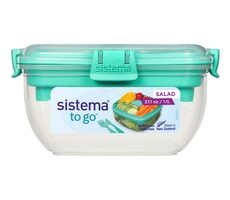 Sistema TO GO Box mit Salatschüssel mit getrennten Fächern mit Besteck 1,1 l mint