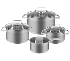 Classbach KTS 4016 Topfset 4 tlg / 3x Glasdeckel / 1x Stielkasserolle / Edelstahl 