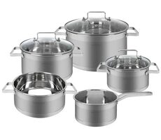 Classbach KTS 4017 Topfset 5 tlg / 3x Glasdeckel / 1x Stielkasserolle / Edelstahl 