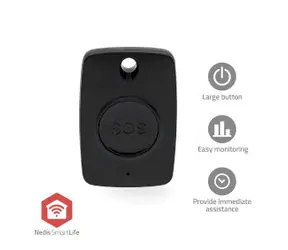 Nedis Smarter Notrufknopf Schwarz / Zigbee 3.0 / Batterietyp: CR2450 