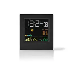 Nedis Wetterstation Grau / Innen & Außen / Wettervorhersage / Zeitanzeige / LED