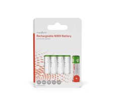 Nedis wiederaufladbare Ni-MH-Akkus AA 4 Stück / 1,2 V DC / 2600 mAh 