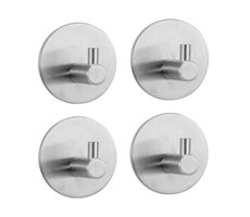 MSV KHEO Handtuchhaken 4 Stück Edelstahl glänzend / selbstklebend / 45 x 27 mm