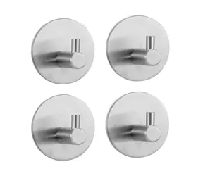 MSV KHEO Handtuchhaken 4 Stück Edelstahl glänzend / selbstklebend / 45 x 27 mm