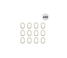 MSV 12er Set Duschvorhangringe beige / Polypropylen / 5,8 x 3,8 cm