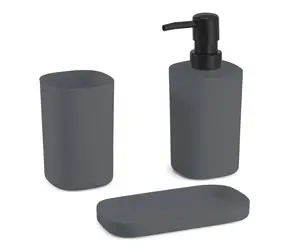 MSV LONA 3er Set Badaccessoires dunkelgrau/Kunststoff