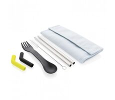 XD Design Tierra Besteck- und Strohhalmset / 2-teilig / hellblau